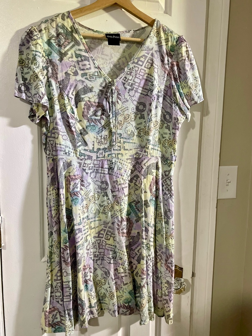 Harry Potter Watercolor Marauders Map Babydoll Dress Plus Sz 1